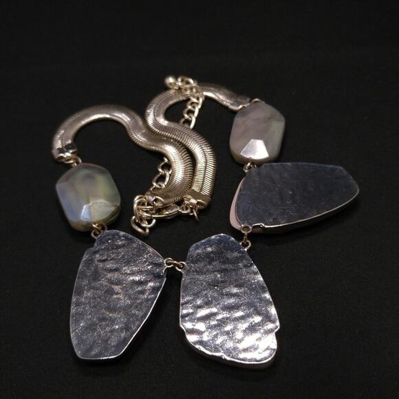 Chico's Large Pink Pendant Blue Silver Omega Chain Necklace, 20 Inches - Picture 6 of 6